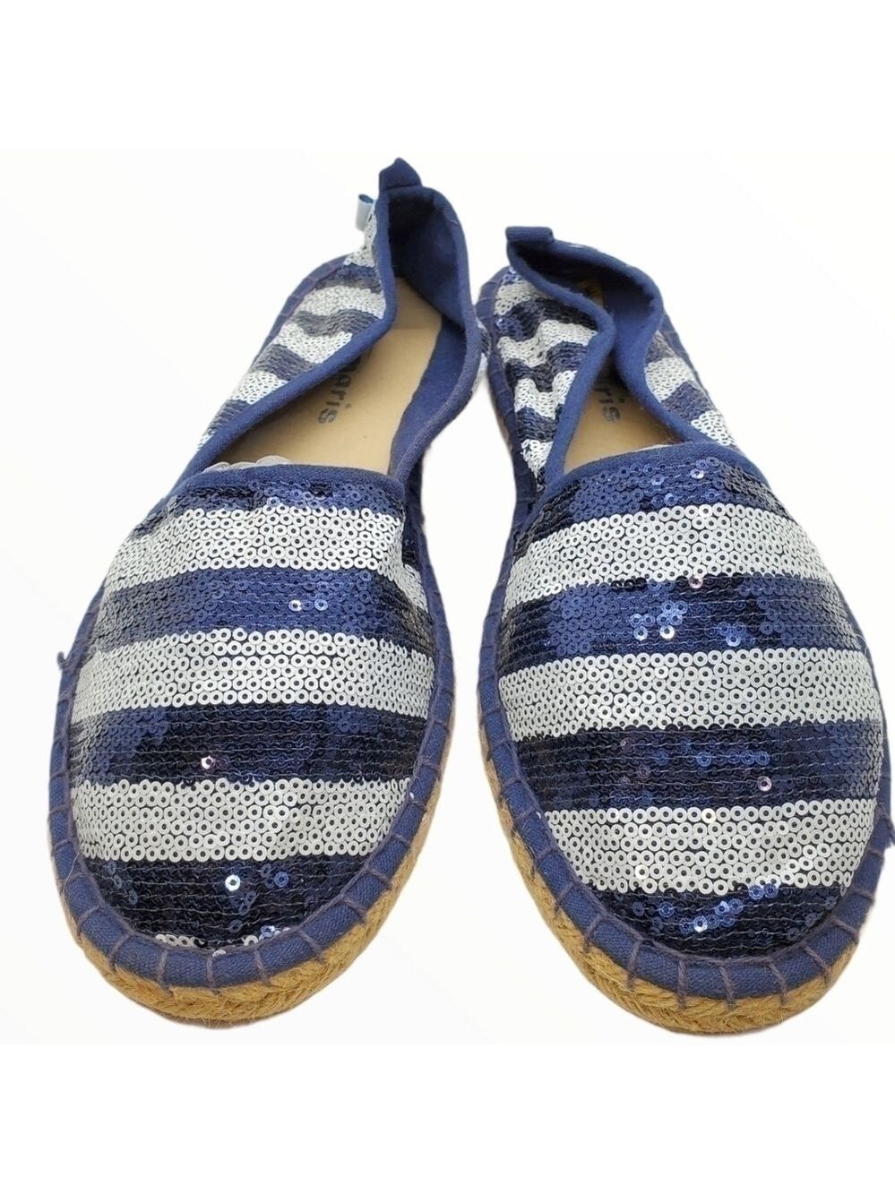 Tamaris sequin espadrilles blue & white